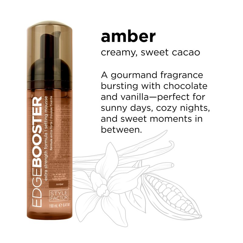 Style Factor EDGE BOOSTER Extra Strength Setting Mousse – Frizz Control, Extra Volume, and Conditioning – 6.4oz Amber Mousse for Curly Hair