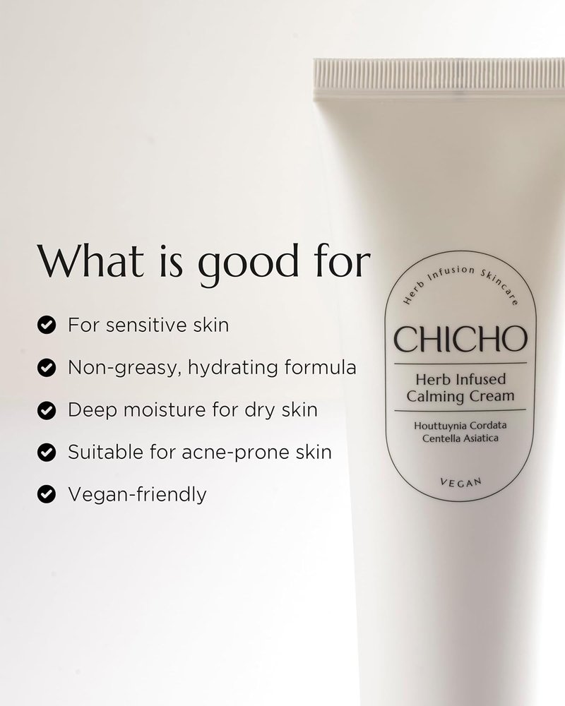 CHICHO Calming Gel-Cream - 68.8% Heartleaf & 6-Cica Moisturizer for Sensitive Skin | Vegan, 2.37 fl oz