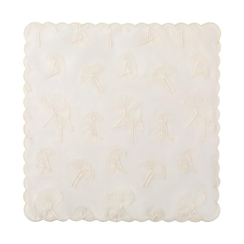 DoreenBeads Women's Cotton Handkerchiefs Dandelion Scalloped Embroidered Ladies Hankies for Wedding Parties 3Pcs
