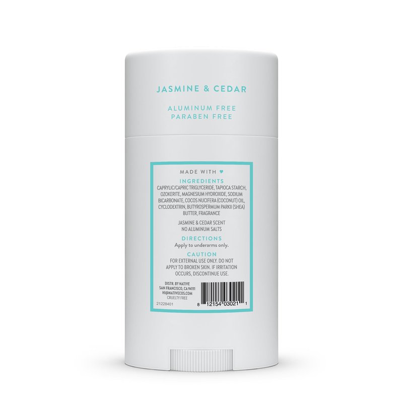 Native Deodorant Contains Naturally Derived Ingredients, 72 Hour Odor Control, Deodorant for Women and Men, Aluminum Free, Jasmine & Cedar 2.65oz