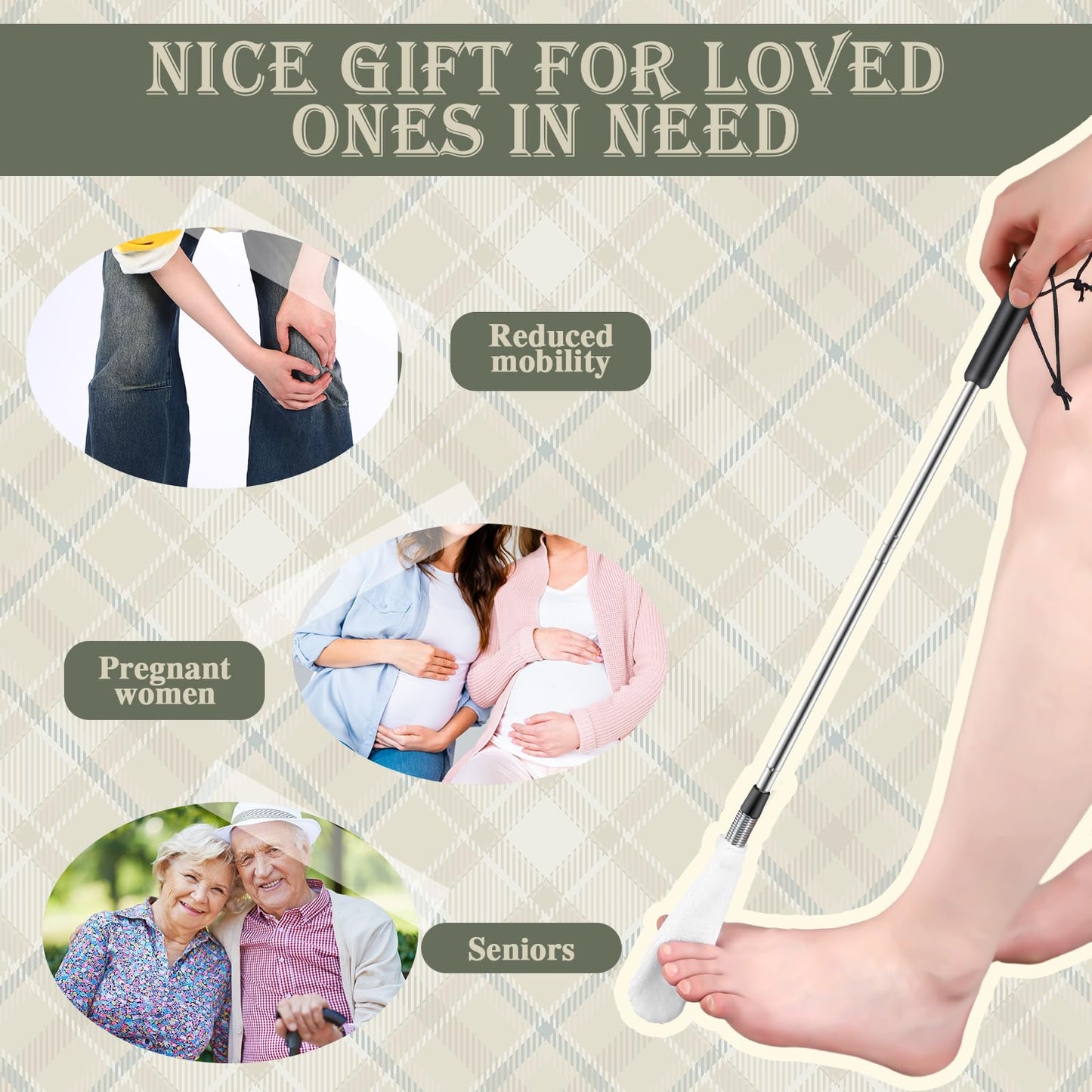 Velmitten Toe Cleaning Brush Lotion Applicator for Feet with 6 Reusable Drying Covers Foot Cleaner with Telescopic Stainless Steel 16-30 Inch Handle Toe Scrubber for Seniors Elderly Disabled Men Women