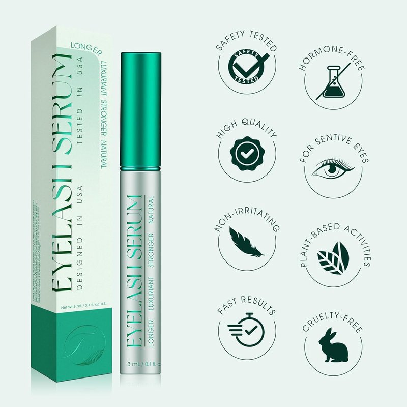 Eyelash Growth Serum - Promote Longer, Thicker Lashes | Vegan & Cruelty-Free, 3mL (2-Month Supply)