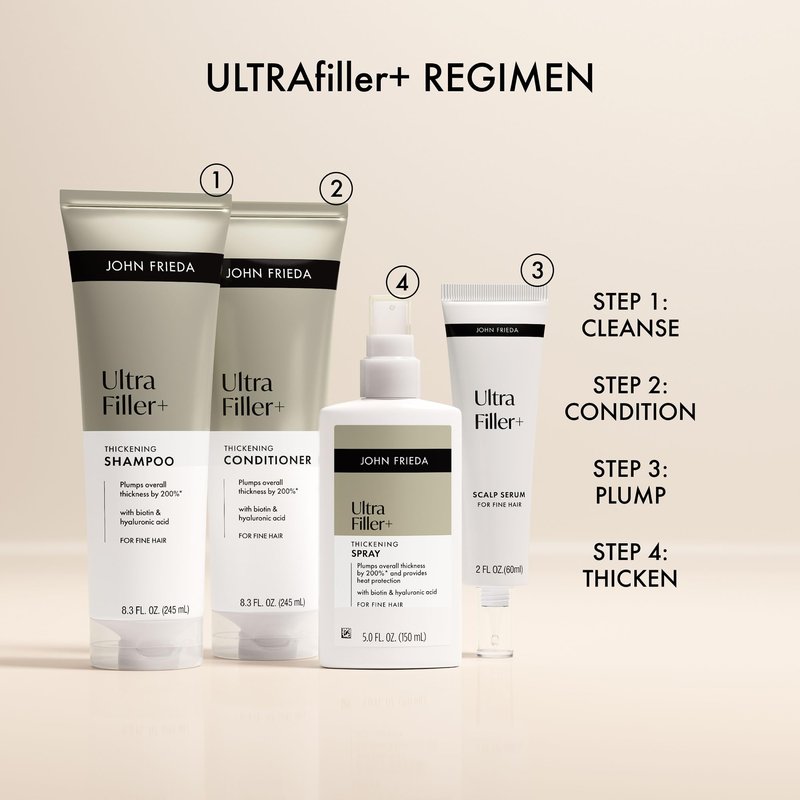 John Frieda ULTRAfiller+ Thickening Conditioner for Fine & Thin Hair, Lightweight Volumizing Conditioner with Biotin & Hyaluronic Acid, Silicone-Free, 8.3 fl oz
