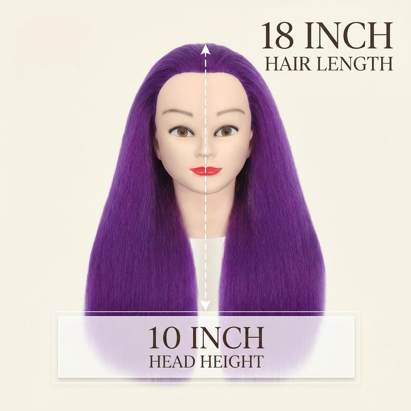 100% Real Hair Mannequin Head Training Head Manikin Cosmetology Doll Head for Hairdresser Practice Braiding Hair Styling with Clamp stand (18-inch)