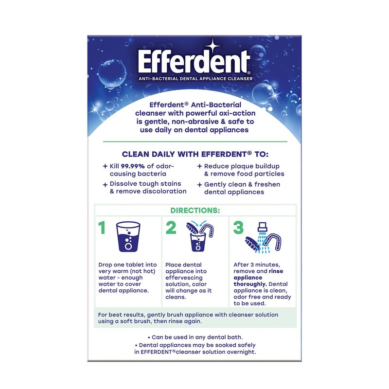 Efferdent Denture Cleaner Tablets – Dental Appliances, Aligners, Mouth Guard, and Retainer Cleaner Tablets, Minty Fresh & Clean, 126 Count
