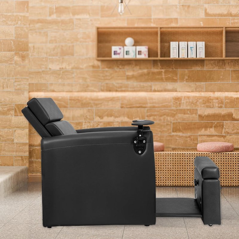 OmySalon Electric Pedicure Chair - Adjustable Backrest, Movable Cup Holder & Hidden Storage | Black Spa Station