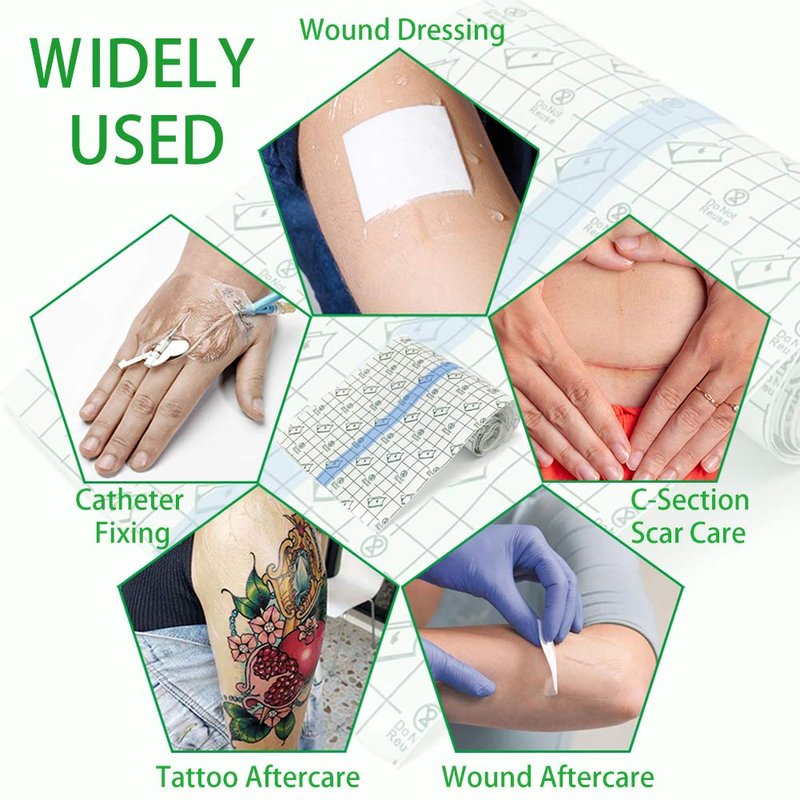 Flatoedu 3 Rolls Tattoo Aftercare Bandage - Waterproof Transparent Film for Tattoo Initial Healing and Skin Repair Adhesive Tattoo Supply Wrap Second Skin Tattoo Cover (2 Inch, 4 Inch, 6 Inch)