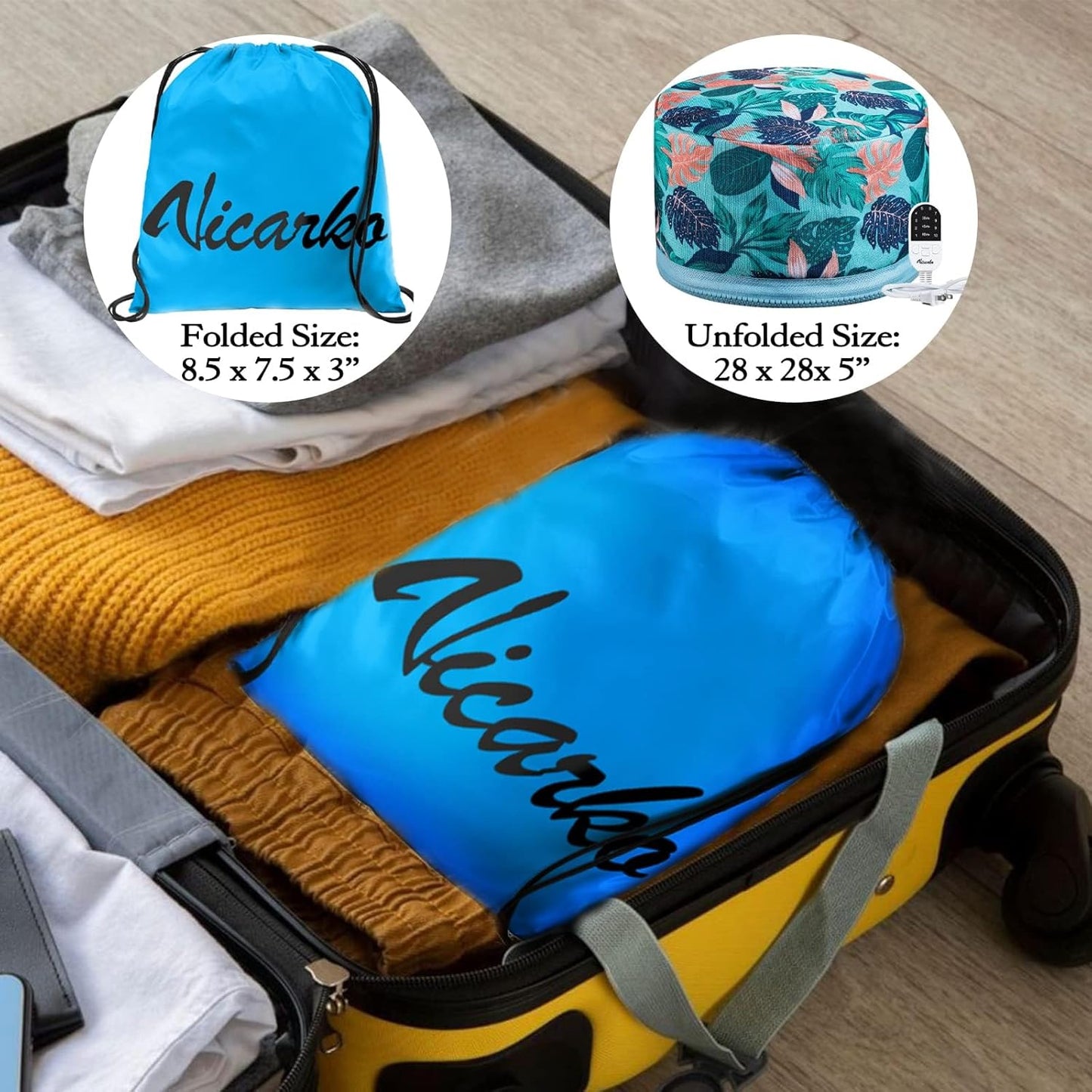 VICARKO Hair Steamer - Deep Conditioning Treatment with 10 Heat Levels | 118” Power Cord, Hawaii Blue