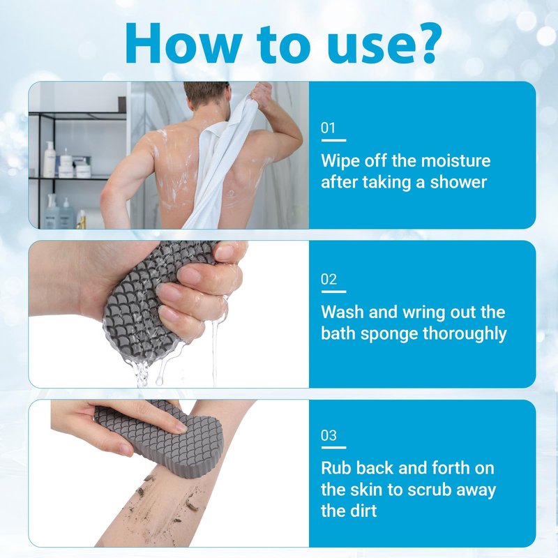 ElevateTech Exfoliating Bath Sponge, 4 Pcs Soft Exfoliating Bath Sponges for All Skin Types Gentle Skin Friendly and Reusable Body Scrubber Dead Skins Remover for Adults Men Women