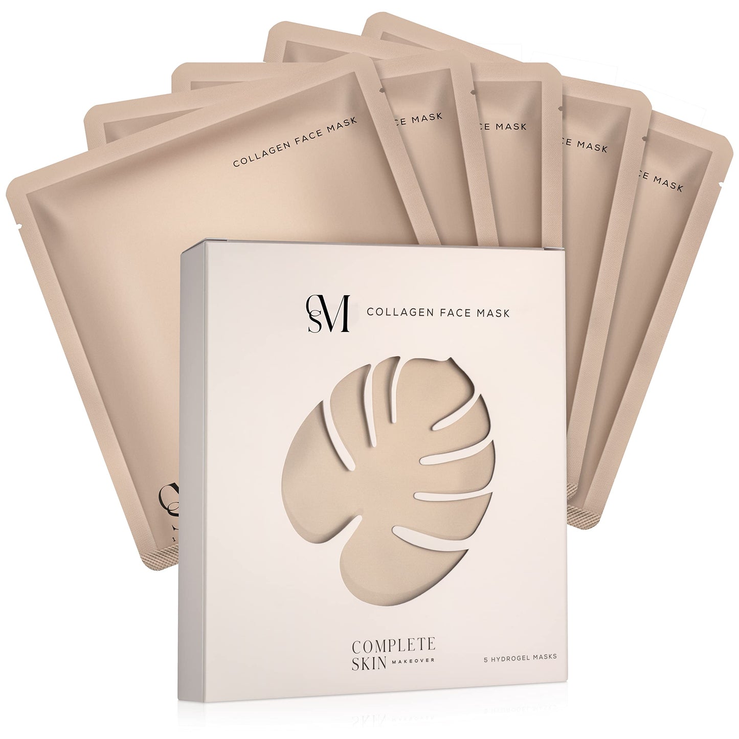 Gold Face Mask with Collagen from CSM - Max Hydration Hydrolyzed Collagen Anti-Aging Sheet Mask for Radiant Skin, Fight Wrinkles & Fine Lines, Rejuvenate Dry Skin, Soothe Sensitive Skin, 5 Masks