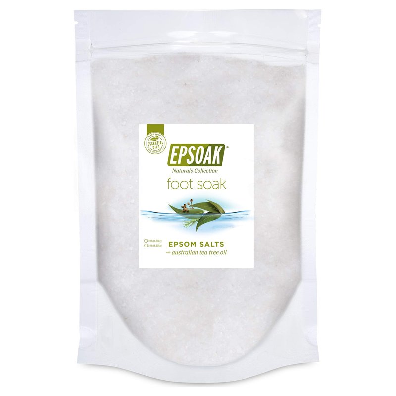 Epsoak Epsom Salt 19 lb. USP Magnesium Sulfate with Tea Tree Scent Resealable Epsom Salt Bag, Made in The USA, Cruelty-Free Certified