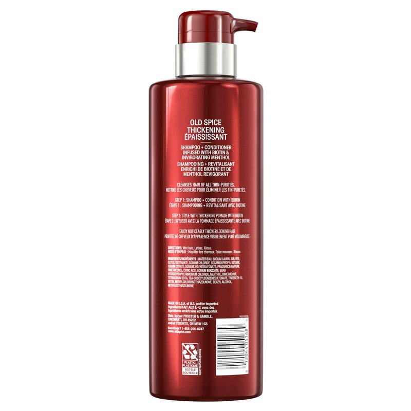 Old Spice Mens Thickening 2-in-1 Mens Shampoo and Conditioner with Biotin and Invigorating Menthol, 17.9 oz