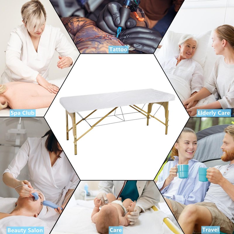 DEAYOU 30 PCS Disposable Fitted Massage Table Sheets, Elastic Spa Bed Covers, Breathable Non Woven Fabric Massage Table Protector for Tattoo, Hotel, Beauty Salon, Facial, Esthetician, 35" x 86", White