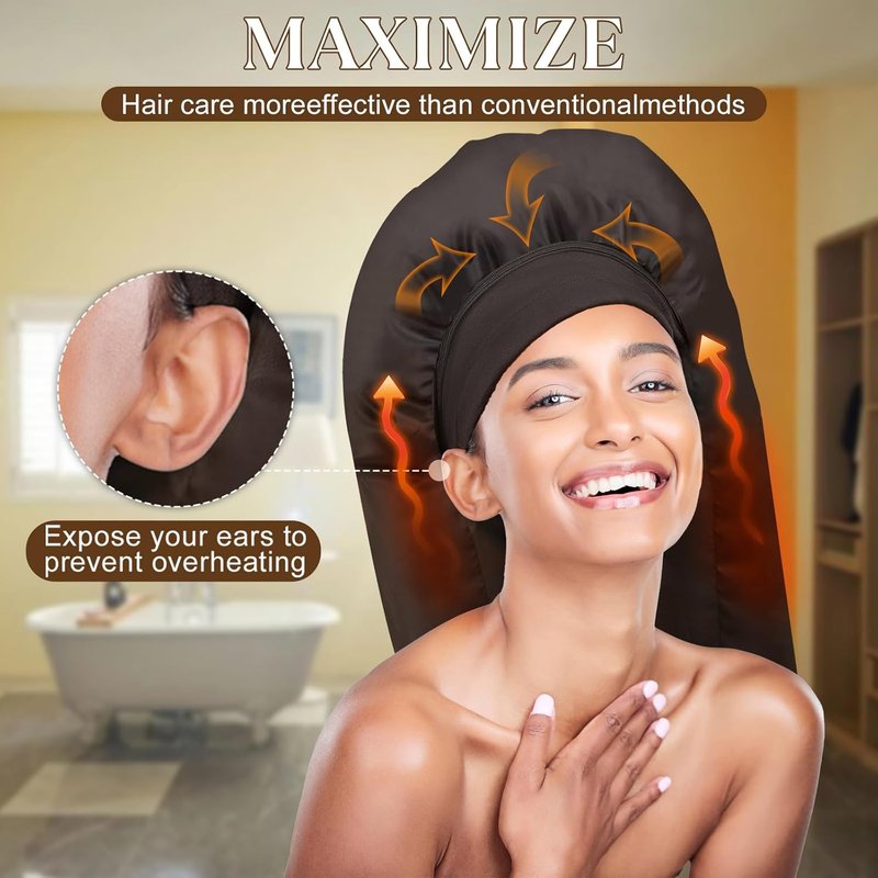 Hair Steamer Cap - Electric Thermal Deep Conditioning Spa Cap for Natural Hair | Home Use