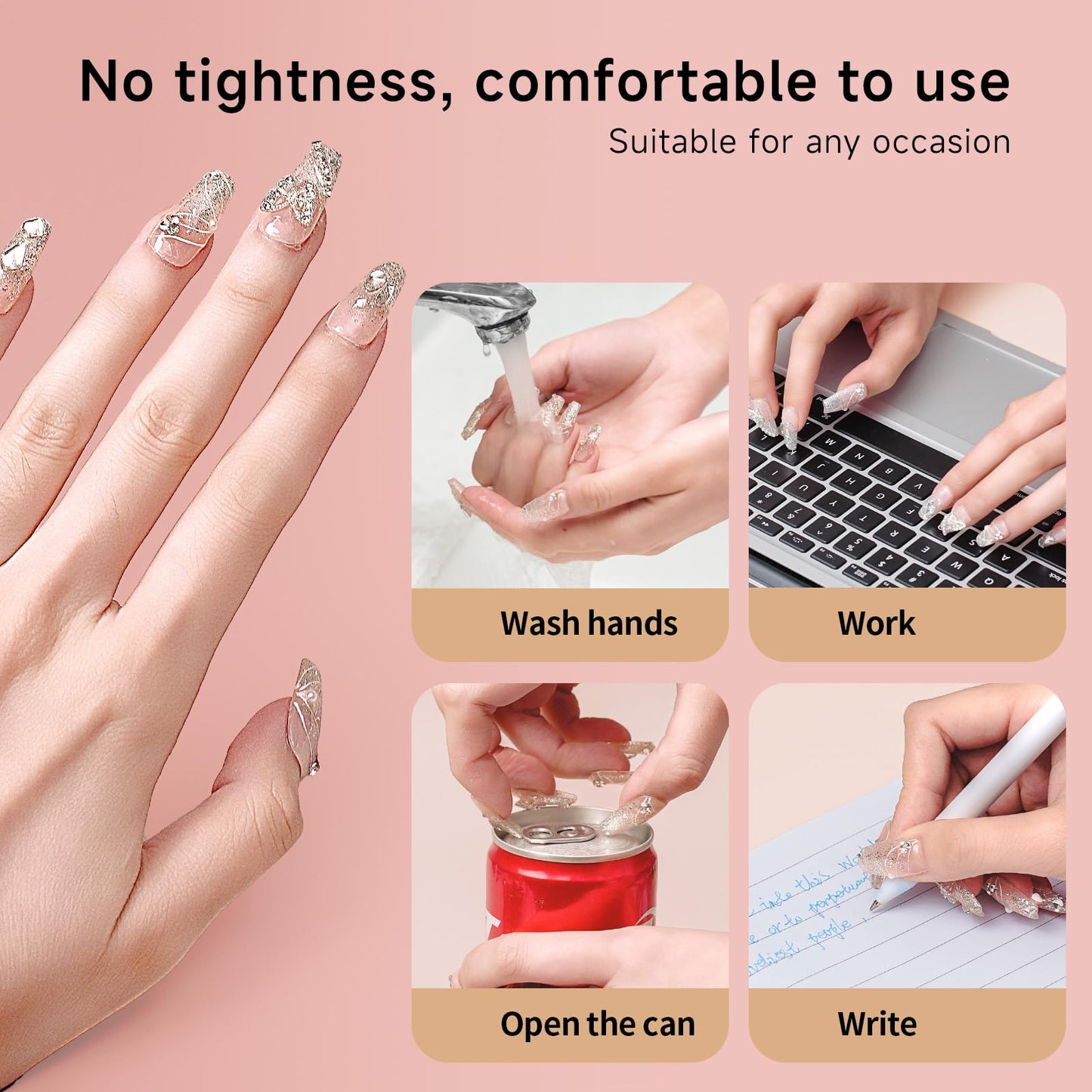 Super Strong Nail Glue for Acrylic Press-On Nails - No UV Light Needed, Fast-Drying, Professional Durable & Water-Resistant Nails Glue, Long-Lasting Semi-Solid