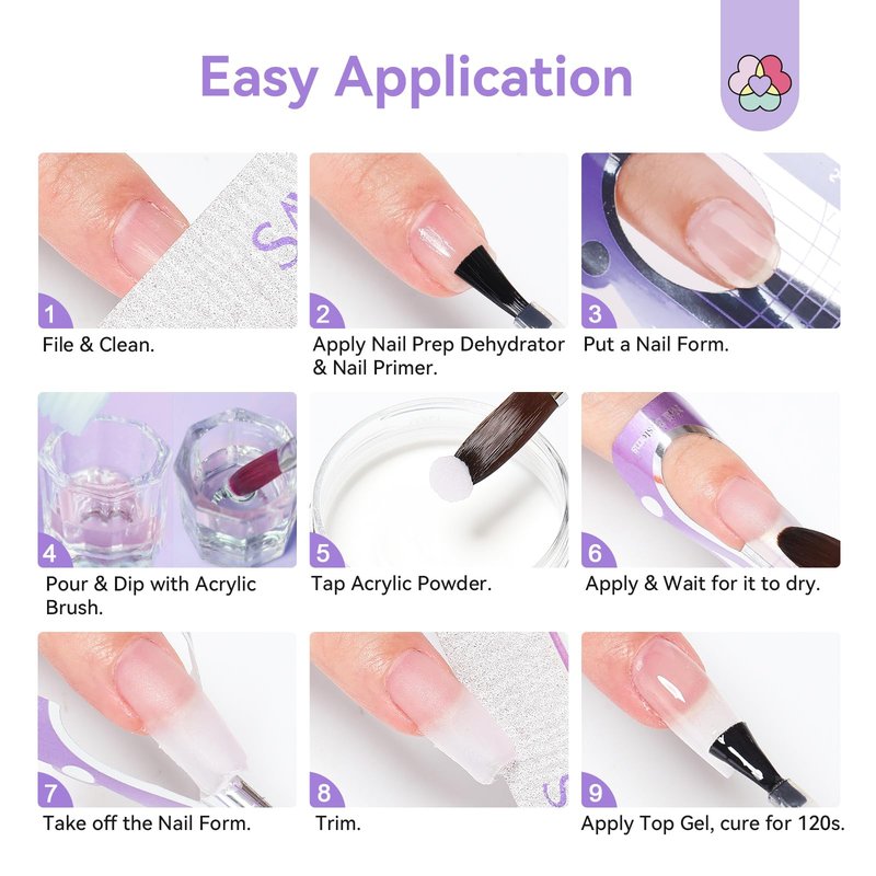 SAVILAND Acrylic Nail Kit for Beginners: Nails Kit Acrylic Set with 30g Clear Acrylic Powder and Liquid, Brush, Forms, File, Dappen Dish for Extensions & 3D Nail Art Sculpting, Home DIY Salon Manicure