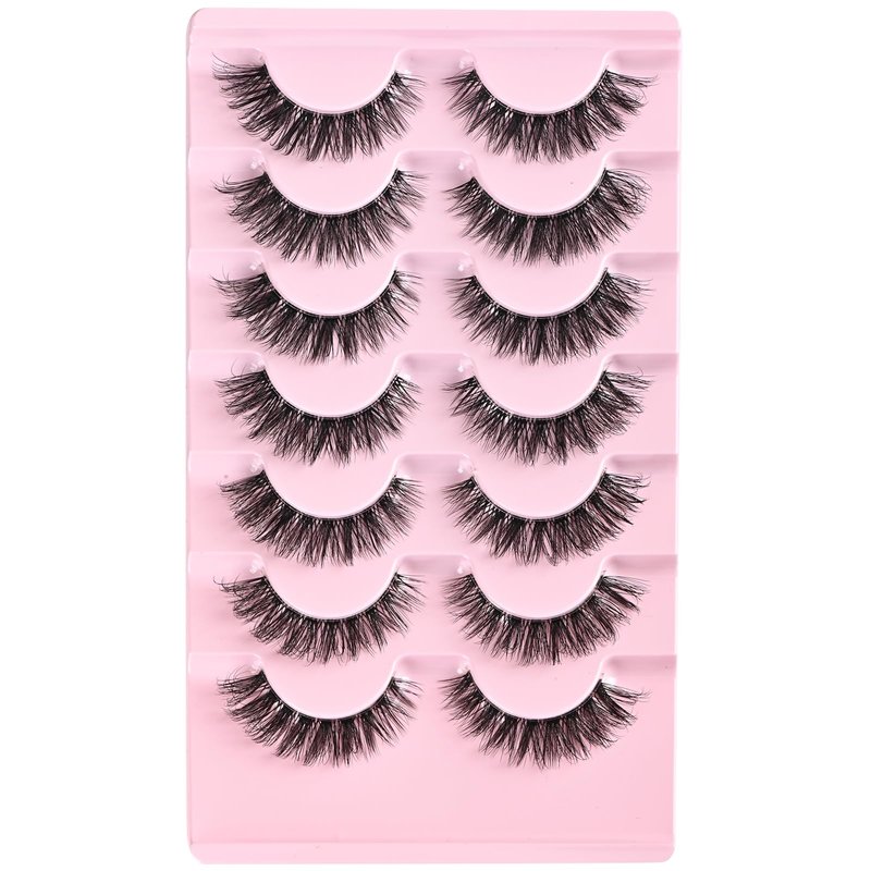 FARRED Cat Eye Lashes Natural Eyelashes Short Wispy Lash Strips Volume Cateye False Eyelash Medium Length Fake Lashes Natural Looking Hybrid Clusters Full Demi Wispies Strip Pestañas (A1 | 8-14MM)