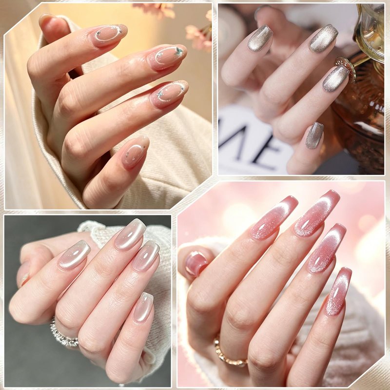 Plman Ring Magnet for Nails - Circle Cat Eye Magnet Set for Cat Eye Gel Polish, 3-Second Instant Effect Neodymium Magnetic Nail Art Tools for Circle French Effects (Ring Set)