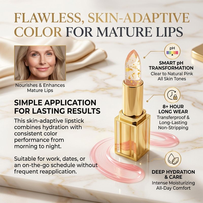 Areliaa signature Lipstick, PH Adjusting Color for Mature Women, Clear to Light Pink, Transferproof & Long-Lasting 8+ Hours, Hydrating Lip Care without Stripping, All Skin Tones (1)