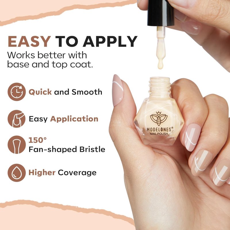 modelones Fall Nail Polish Set, 6 Colors Nude Brown Orange Metallic Bronze Quick Dry Mini Nail Lacquer Kit Shimmer Nail Art DIY Home Salon Manicure Gifts for Women Girls