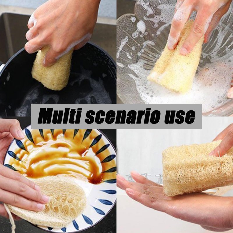 Wuyituart 13.8-15.7 Inch Natural Loofah Sponge 3 Pack Organic Reusable Shower Loofah Exfoliating Body Scrubber
