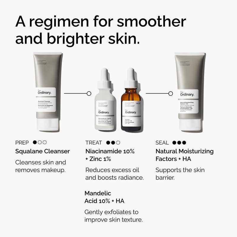 The Ordinary Mandelic Acid 10% + Hyaluronic Acid, Gentle Exfoliating Serum for Clarity and Hydration, 1 Fl Oz