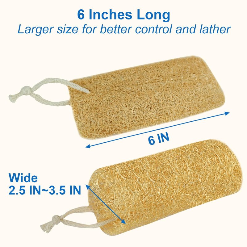 Natural Loofah Sponge (4 Packs), 6“ Natural Loofah Exfoliating Body Scrubber Egyptian Loofa Eco 100% All Natural luffa Cleaning for Men Women Deep Clean Skin