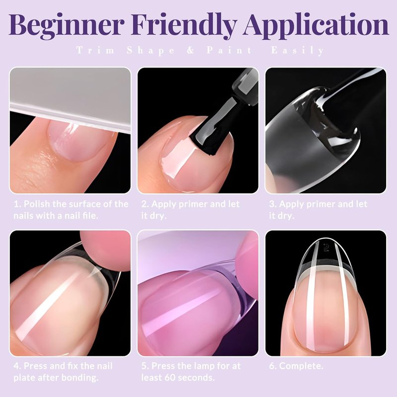 Almond Nail Tips - 480pcs Clear Fake Nails for DIY Nail Extensions | Short & Medium Sizes