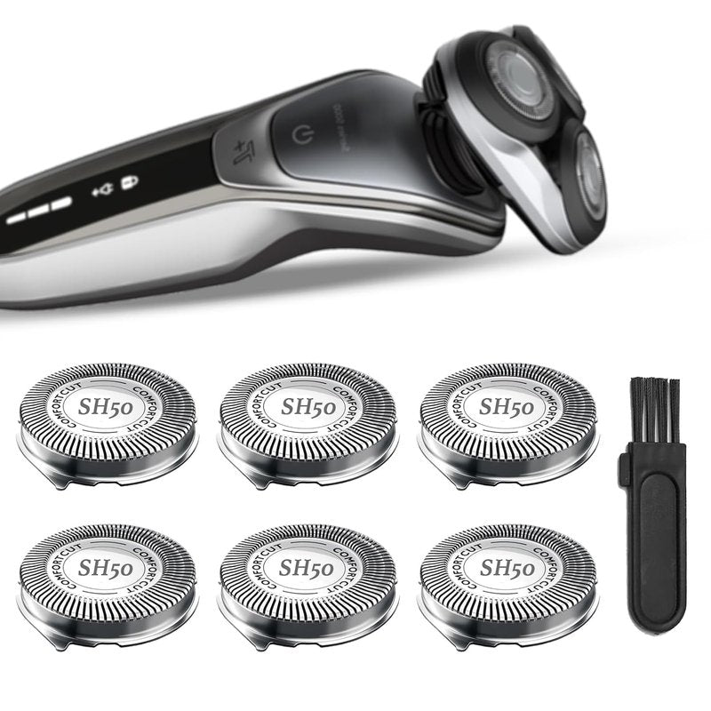 SH50 Replacement Heads for Philips Norelco Series 5000 Razors - High-Performance Rotary Blades, 6-Pack