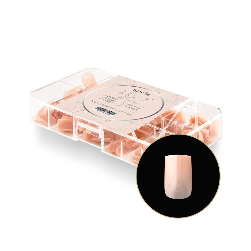 Apres Neutrals Gel-X Lila Box Of Nail Tips, 11 Sizes 00-9, Soft Gel Nail Tip Box, Nail Extensions (150pcs) (Natural Square Extra Short, 150pcs)