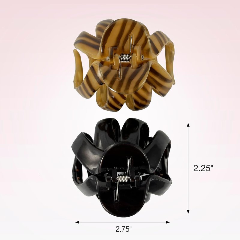 Scunci by Conair Jaw Claw Clips - Durable Hair Accessories for Thick Hair - Black & Tortoise | 2 Count