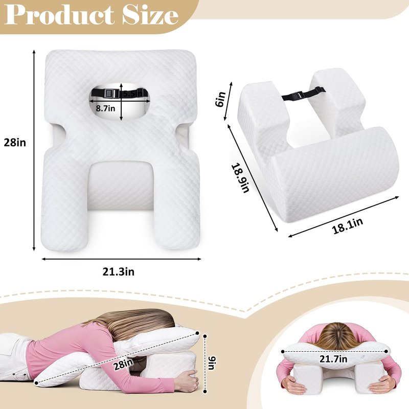 BEYOUDO Face Down Pillow After BBL or Eye Surgery, Home Massage Pillows Face Down Chair for Sleeping & Stomach Sleeper, Soft BBL Adjustable Prone Massage Pillows with Removable Cover