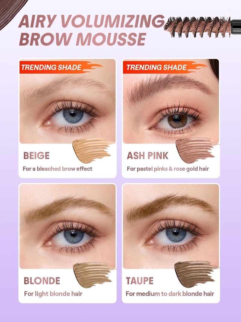 Airy Tinted Volumizing Brow Mousse - Highly Pigmented Eyebrow Gel | Auburn Shade