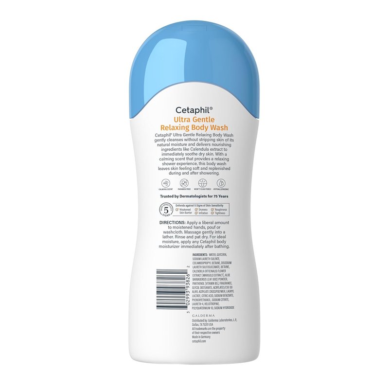 Cetaphil Ultra Gentle Body Wash - Soothing Aloe Vera & Calendula for Sensitive Skin | 16.9oz