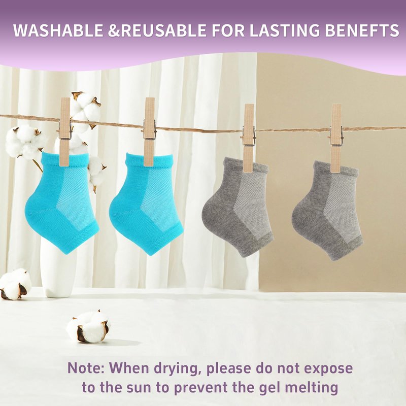 2 Pairs Silicone Socks for Dry Cracked Feet Women, Moisturizing Heel Socks, Gel Toeless Lotion Sock, Moisture Silicon Foot Sock for Cracked Heels Overnight by Untrytb