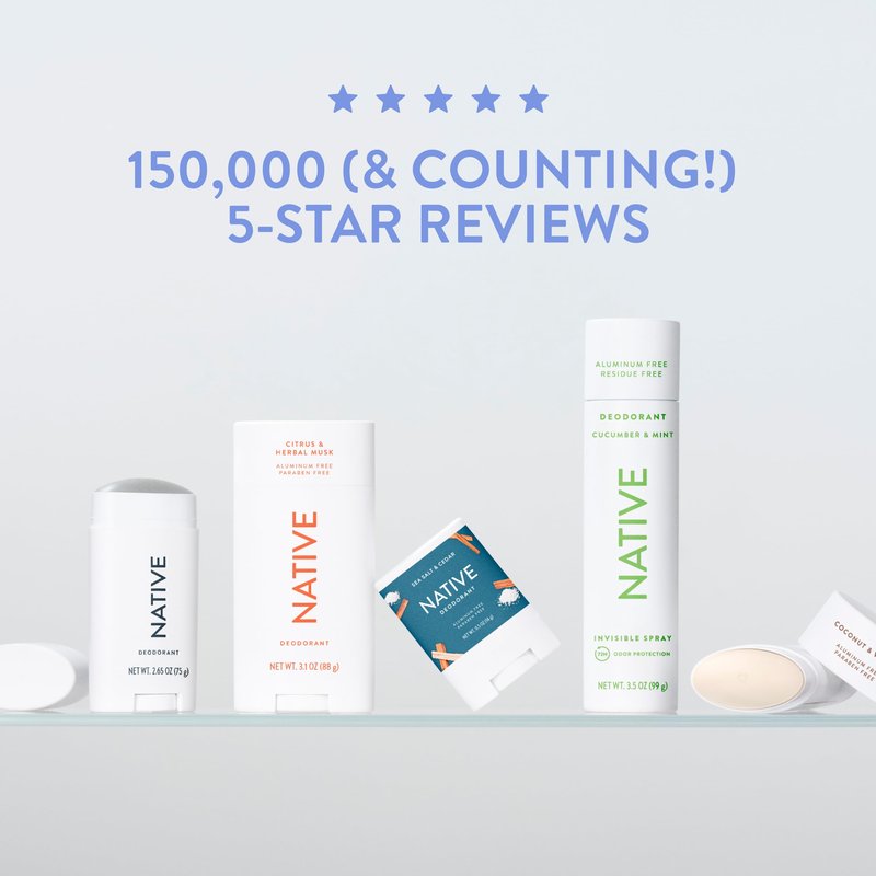 Native Sensitive Deodorant Contains Naturally Derived Ingredients, 72 Hour Odor Control | Deodorant for Women & Men, Aluminum Free with Baking Soda, Coconut Oil and Shea Butter, Cotton & Lily