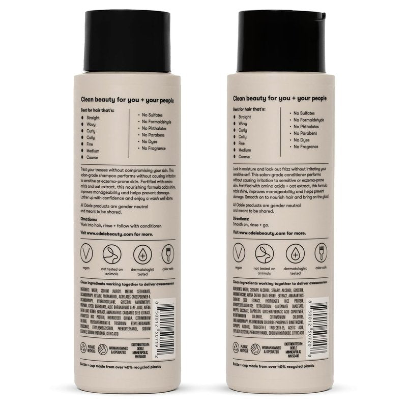 Odele Sulfate-Free Shampoo & Conditioner Set - Ultra-Sensitive Formula for All Hair Types | 13 Fl Oz Each (2-Pack)