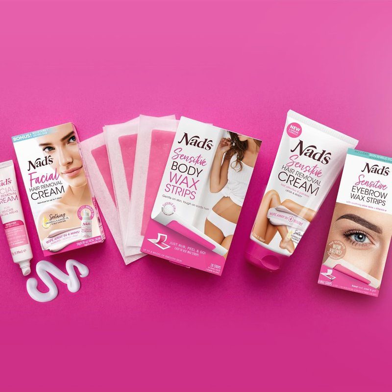 Nad's Eyebrow Wax Strips - Effective Facial Hair Removal Kit for Women | 6 Wax Strips, 6 Calming Wipes, 2g Powder