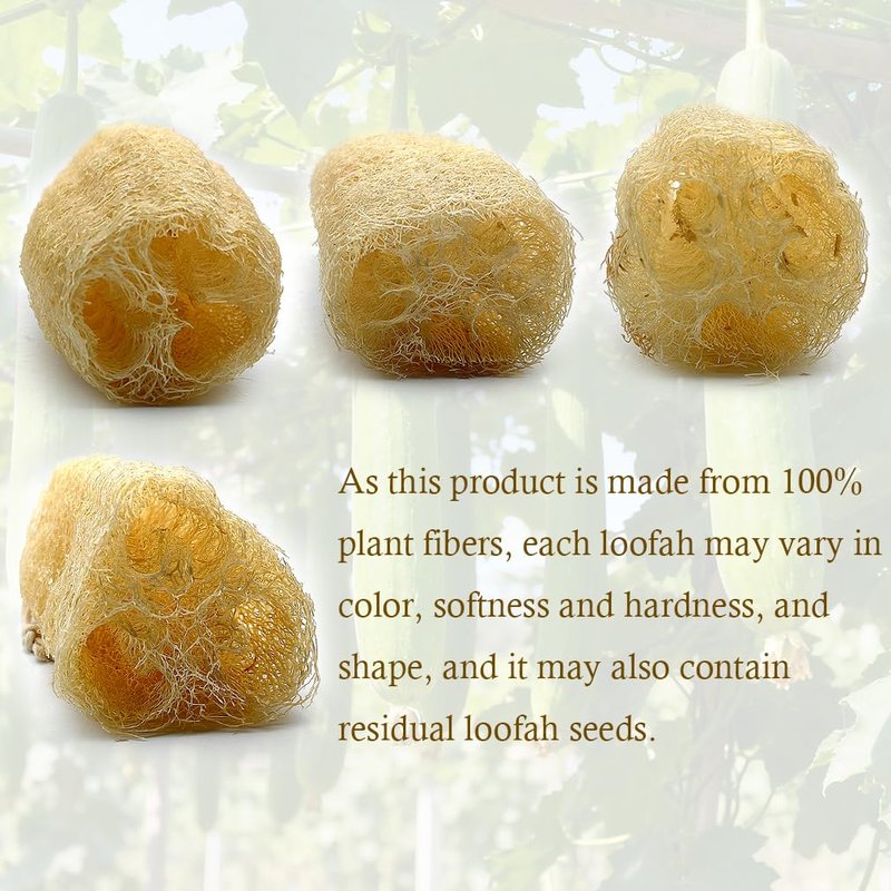 Zooshine 4PCS 6" Natural Loofah Sponge Organic Shower Loofah for Exfoliating & Smooth Skin, Loofahs for Bathing for Men & Women