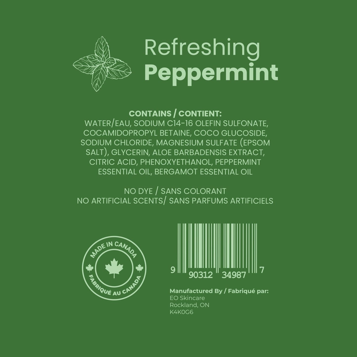 Luxury Foaming Bath - Natural Scented Bubble Bath - with Essential Oils and Epsom Salt - Refreshing Peppermint Scent, 33.8 fl oz / 1L