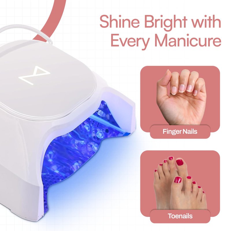 M - GlowPro Professional Hybrid 86W Wireless Rechargeable UV LED Nail Curing Lamp Cordless Nail Dryer for Gel Nails, Manicure, Pedicure (Pink)