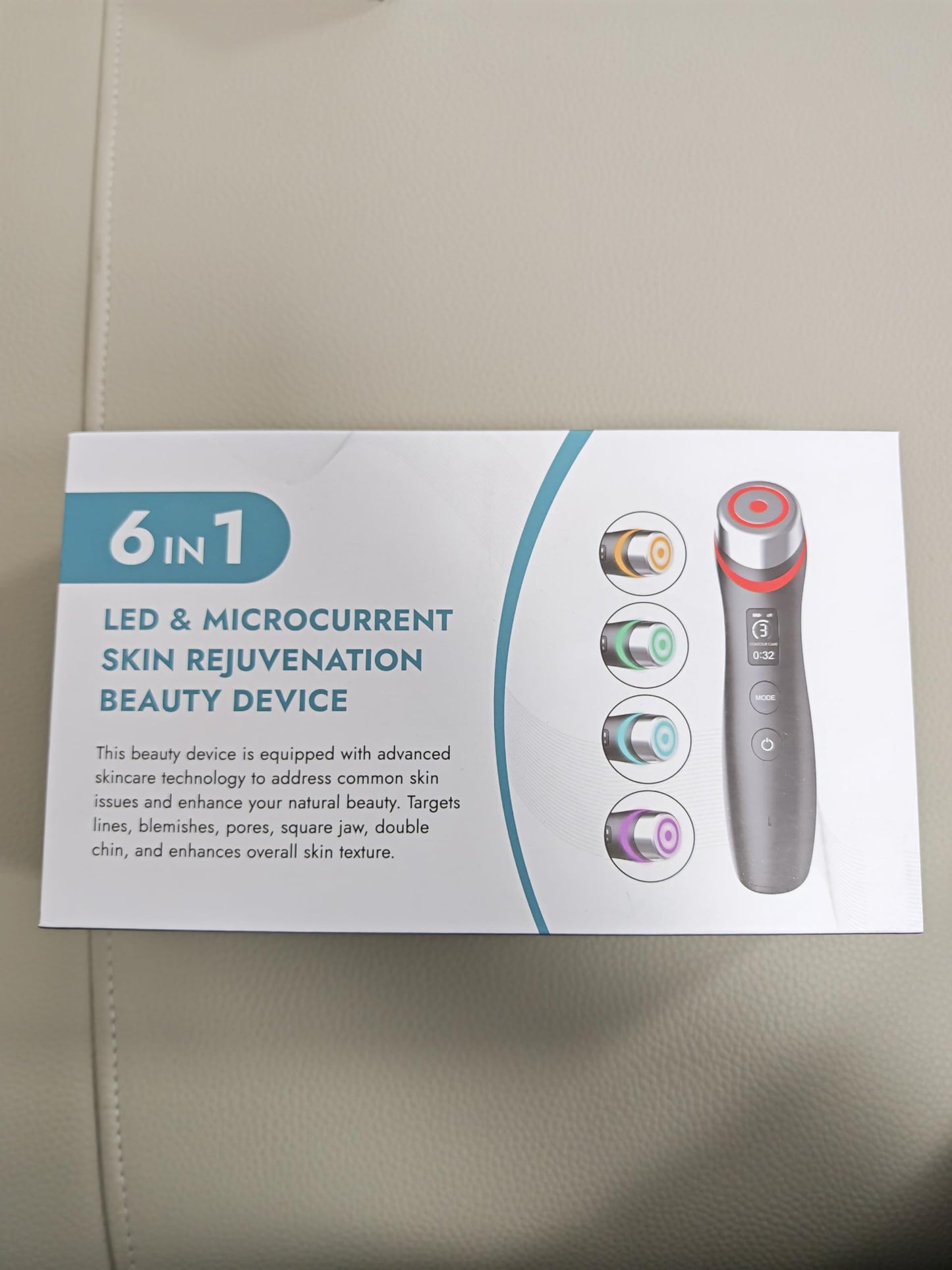 Skin Care 6-in-1 LED Facial Device for Glass Skin | At-Home Anti-Aging Therapy for Wrinkle Reduction, Firming & Deep Hydration | No Gel Needed, Enhances Serum Absorption