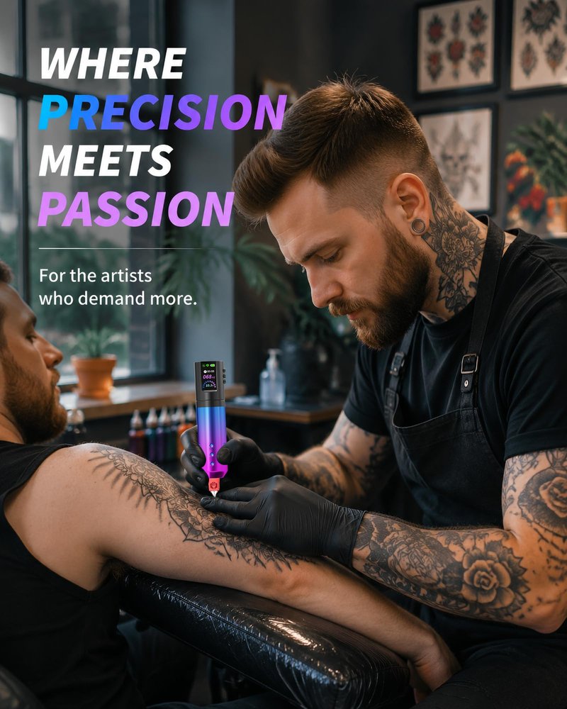 POSEIDON Wireless Tattoo Gun Kit, 2300mAh, LED Display for Beginners