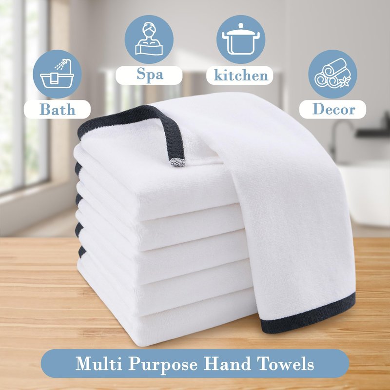 Checkered Hand Towels, (6PC 15"x25") - Light | 100% Cotton | Soft | Absorbent | 400GSM | Fluffy, Patterned Towels Decorative Set,Hand Towel for Bathroom & Showering, 2 Pink + 2 Yellow + 2 Blue Plaid