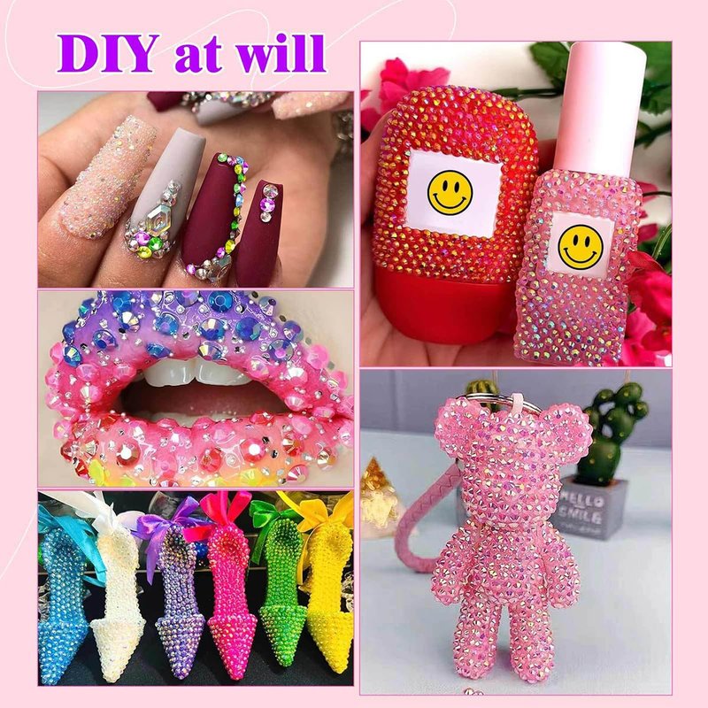 Bedazzler Kit 40 Colors Resin Jelly Rhinestones for Bedazzling, 3mm 40000 Pcs Flatback Gems for Crafting, Bedazzling Kit with 3Pcs B7000 Glue for Clothing Shoes Nail Book Diamond Art Bedazzled Kits