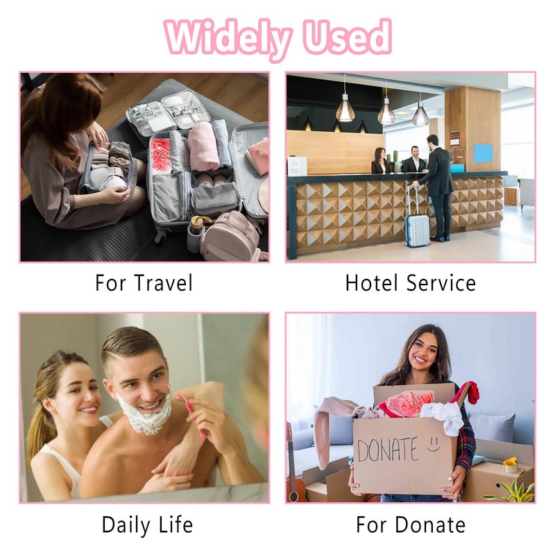 WATUNID Disposable Razors for Women, Pink Stainless Steel Razor Blades with A Drawstring Storage Bag, Multipurpose Manual Shave Bulk, Can Be Used in Bathing Hotel Travel Camping Home(50 Count)