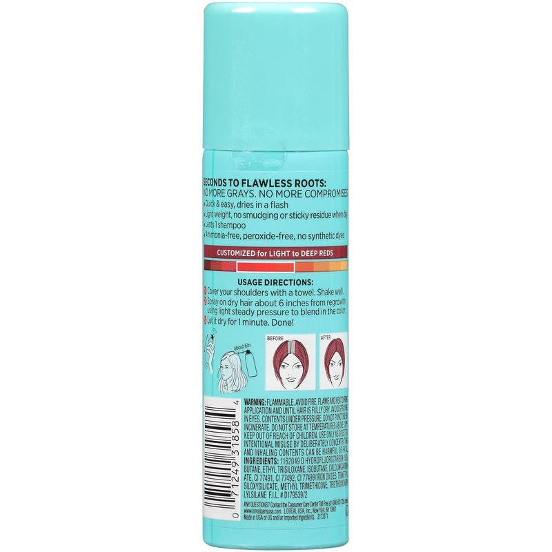 L'Oreal Paris Magic Root Cover Up - 100% Gray Hair Coverage, Lightweight & Transfer-Resistant, Red, 2 oz (2 Count)