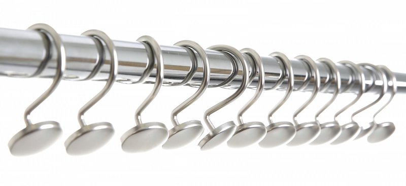 BINO | Shower Curtain Hooks - Brushed Nickel - Set of 12 | Hooks Shower Curtain | Shower Curtain Rings Hooks | Rust Proof Shower Curtain Hooks | Bathroom Shower Hooks For Curtain | Bathroom Essentials
