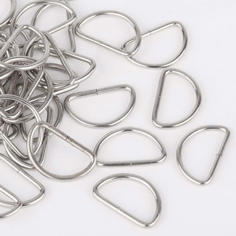BTYMS 150 Pieces Metal D Rings 1 Inch Multi-Purpose Non Welded D Ring for Purse, Keychains Belts, Dog Collar, Buckle Strap Sewing Accessories