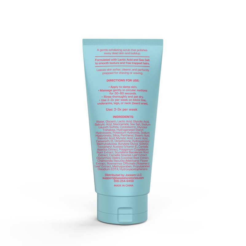 Base Laboratories Ingrown Hair Exfoliating Body Scrub - AHA+BHA Formula for Keratosis Pilaris - 3oz